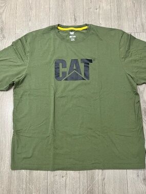 CAT Caterpillar Logo T-Shirt XXL Tall Green Graphics Tee Workwear